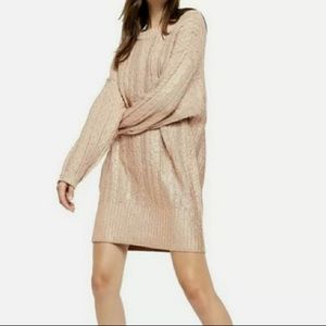 NWT Free People cream puff/matte gold sweater dress xs